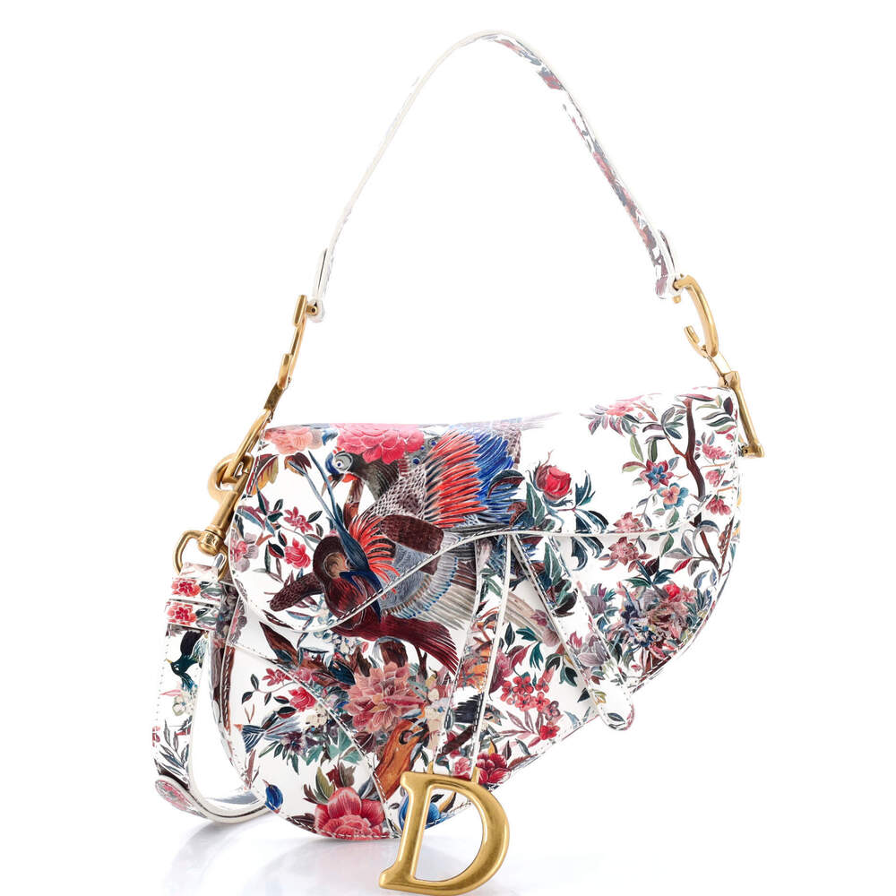 Christian Dior Medium Saddle Handbag with Strap Printed Leather